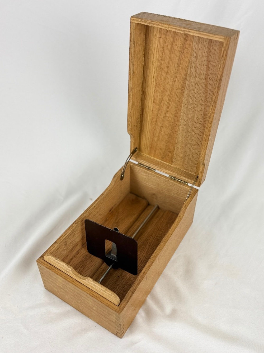 Vintage Oak Desk Top Index Card File Box Recipe Holder 3X5 Expanding Hardware